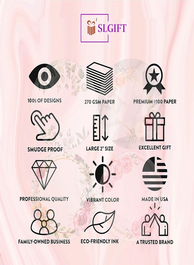 SLGIFT Vinyl Round Floral Theme Sticker, Self-Adhesive Vinyl Stickers, 40 Pieces, 2 x 2 Inches Round Sticker, 4 Unique Designs, R160 - Image 5